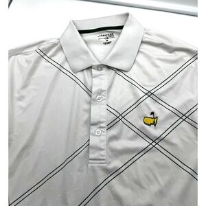 Masters Tech M Medium Short Sleeve Polo Shirt Golf White Graphic Print Stretch